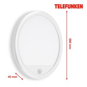 Telefunken Venkovní nástěnné Nizza senzor Ø 28cm bílá 4 000K