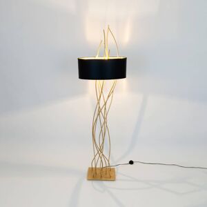 Holländer Oválná stojací lampa Elba, zlatá/černá, výška 180 cm, železo